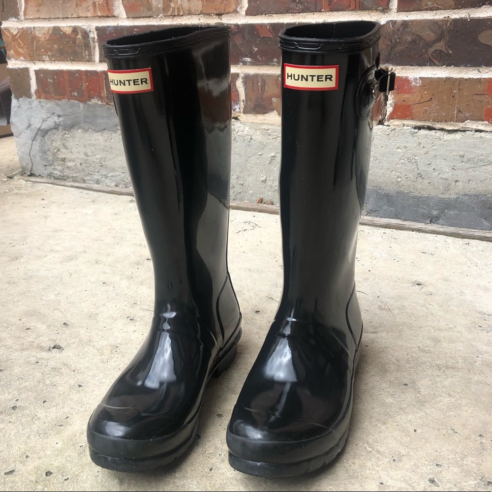 HUNTER boots - Big Kids Gloss Rain Boots - Black